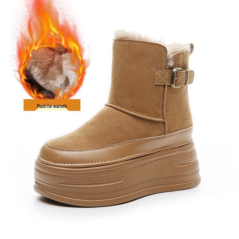 Petite Women's 2025 Thick-Soled Snow Boots, Height-Boosting, Velvet-Lined, Cold-Proof, Casual Warm Short Boots.