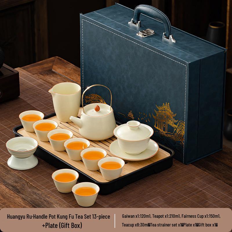 Elegant Ru Kiln Tea Set for Home or Office - Customizable with Logo, Perfect for Gifts