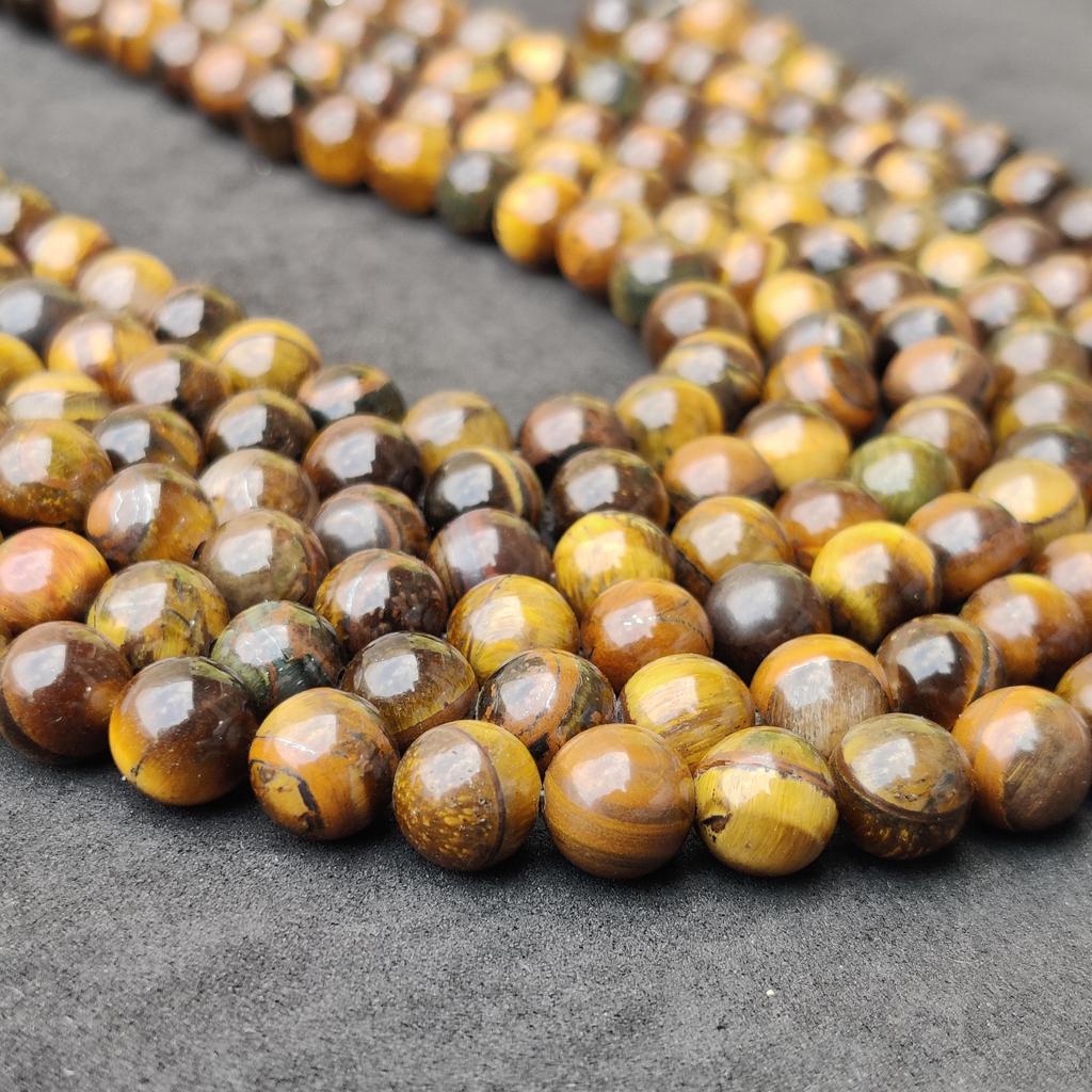 Natürliche, goldene Tigerauge-Runde Perlen, lose Edelsteinperlen zum Selbermachen, für Armband- und Halsketten, Größe 6 mm, 8 mm, 10 mm.
