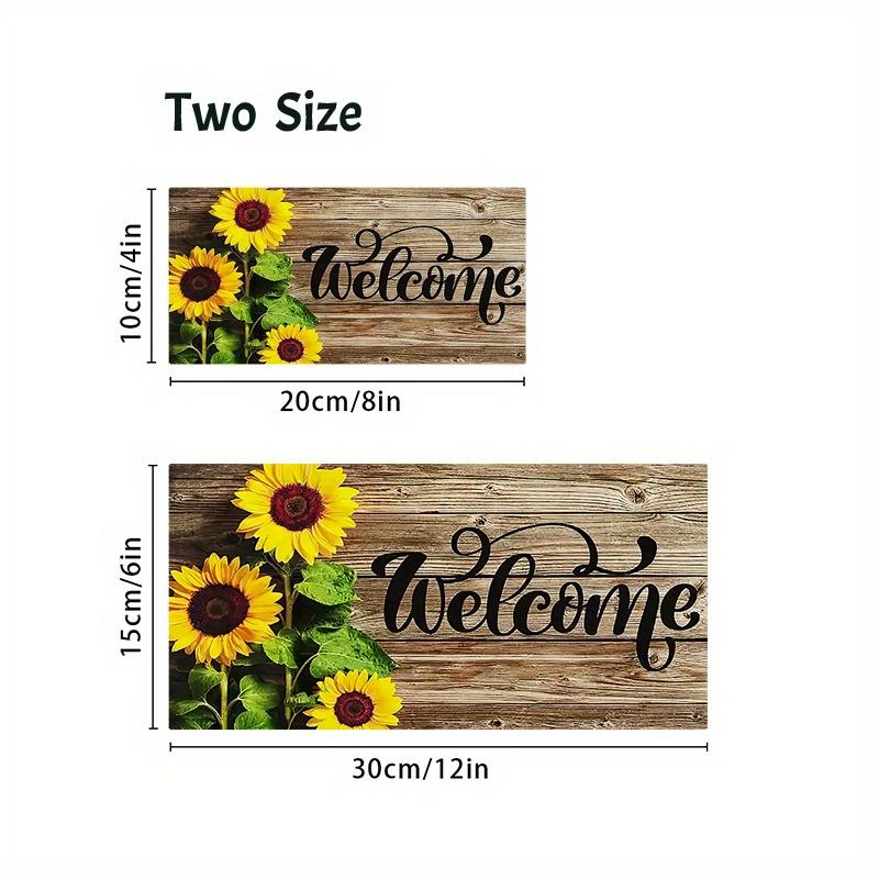 Rustic Sunflower Welcome Wall Hanging Decor Wood Art Plaques Sign Door Sign for Home Living Room Kitchen Decor