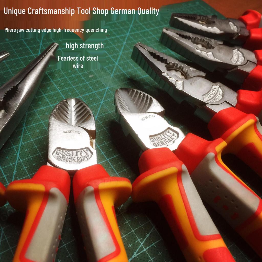 German Multifunctional Electrician Pliers: Wire Cutters, Diagonal Cutting, Needle-Nose, and Stripping Pliers
