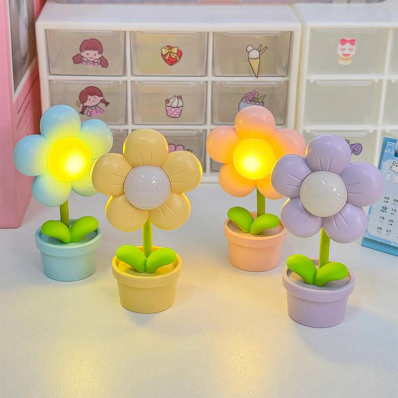 Mini LED Blume Nachtlicht Niedliche Kleine Tischlampe Schreibtischornament Nachttisch Schlafzimmer Ambientelichter Kinderspielzeug Kinder Feiertagsgeschenk