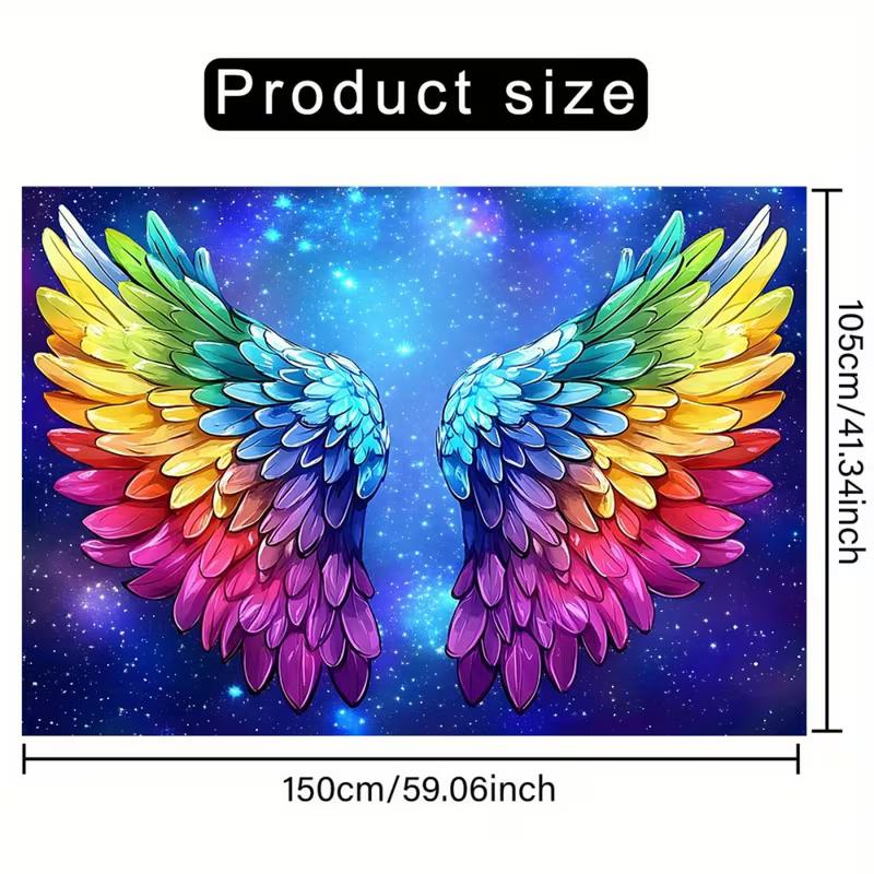 

2D Rainbow Wings Starry Sky Backdrop, Angel Photo Background for Events 47.2x31.5inch/120*80cm
