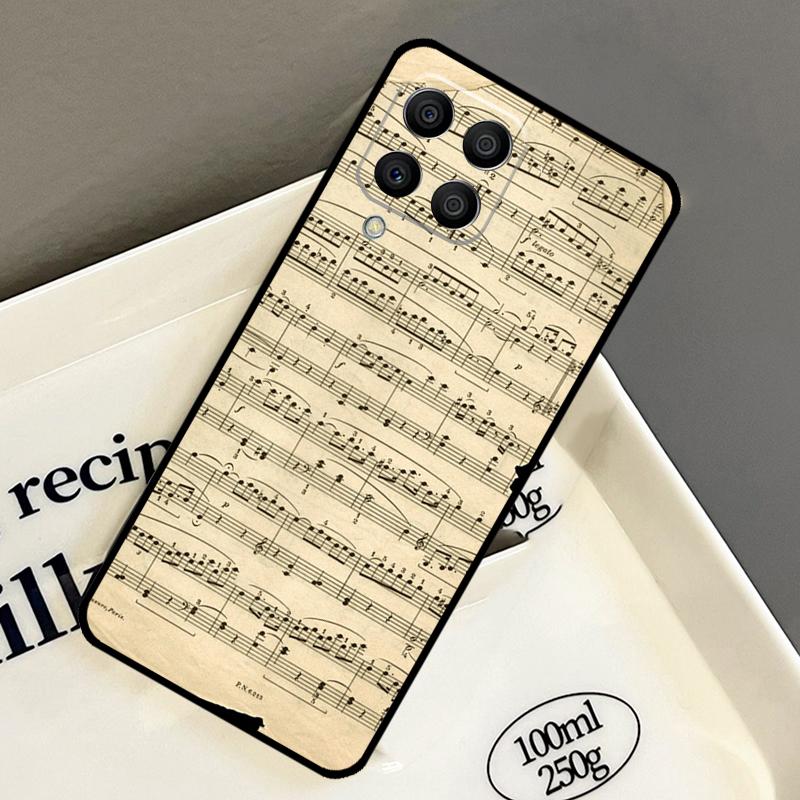 Music Score Musical Notes Case For Samsung Galaxy M32 M12 M52 M15 M35 M55 M31 M56 M36 M16 M06 M13 M33 M53 M14 M34 M54