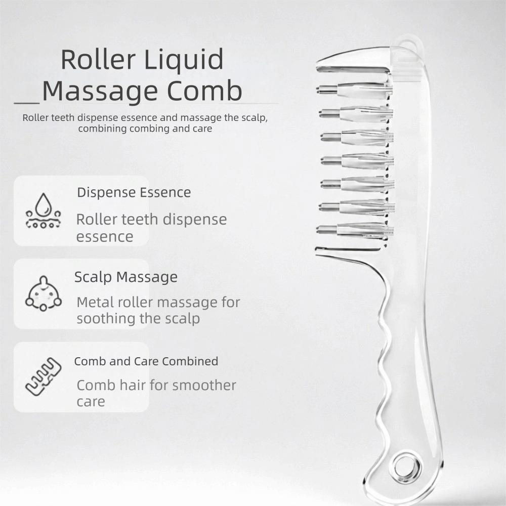 Rolling Metal Teeth Scalp Liquid Guide Comb Essential Oil Applicator Home Salon Use