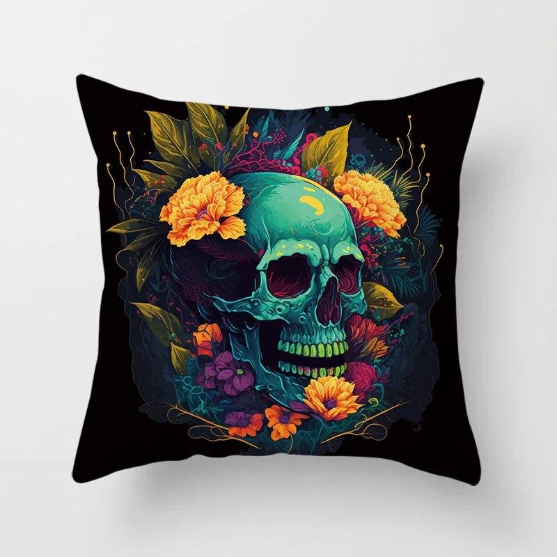 

Красочный череп цветок наволочка декоративная печать квадратный автомобильный диван модная наволочка 45*45 см украшение дома 40x40cm