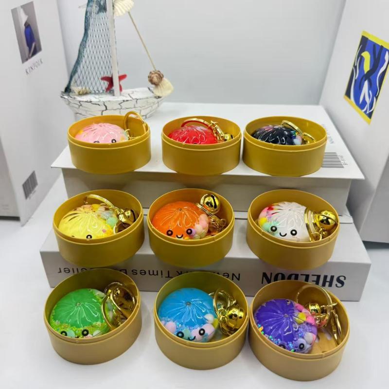 Niedlicher Treibsand Suppenknödel Schlüsselanhänger Kreativer Xiao Long Bao Schlüsselring Mit Glocke Taschenanhänger Geschenk