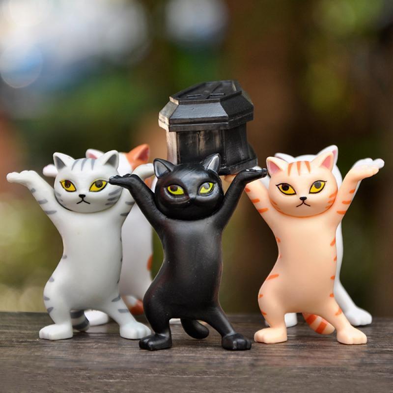 Charming Cat Figure Pen Holder Jewelry Stand And Earphone Support In Sturdy Pvc Material