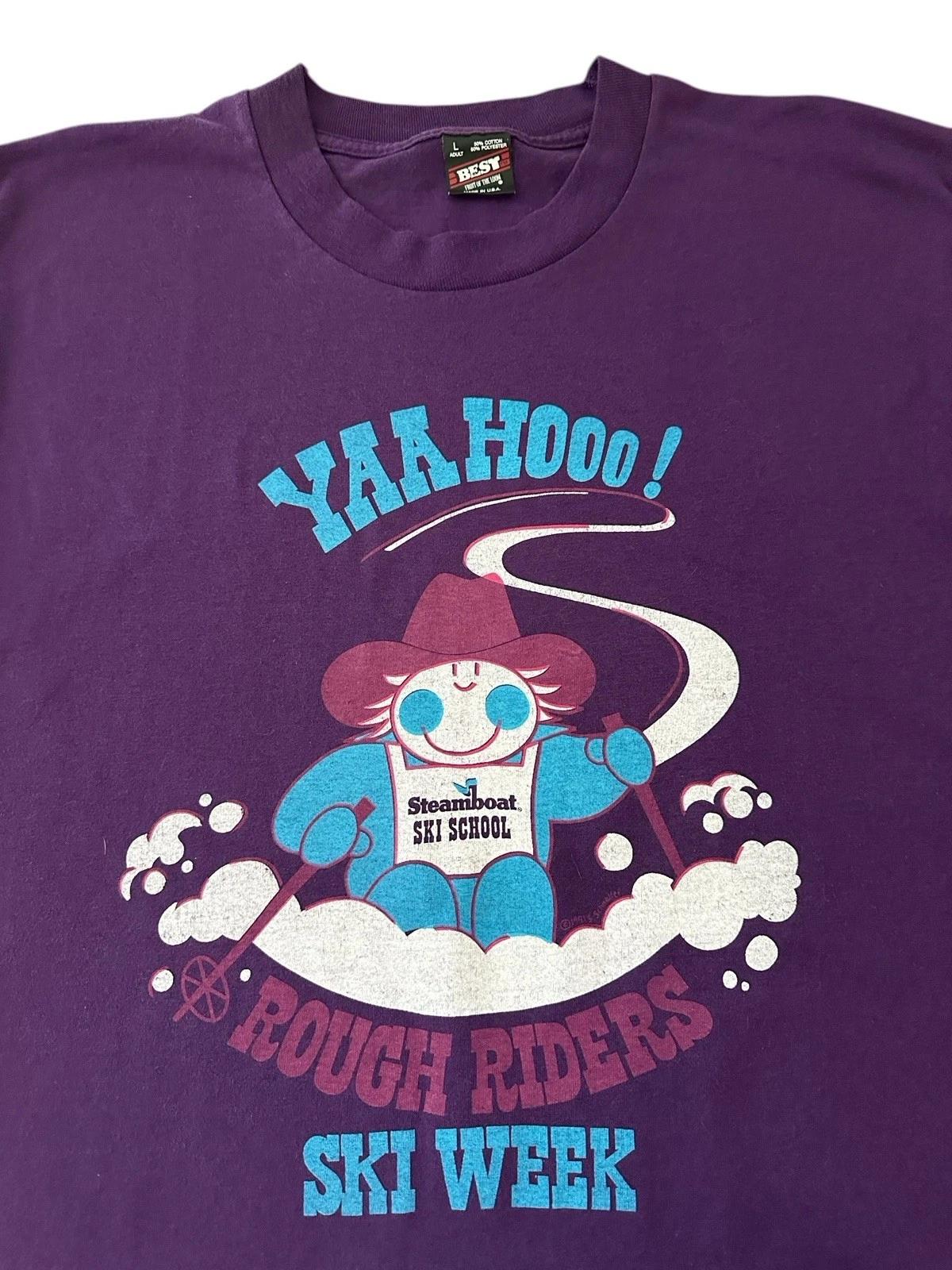 

Vintage Steamboat Springs Ski T Shirt Men’s Large 90’s Purple Rough Riders USA M