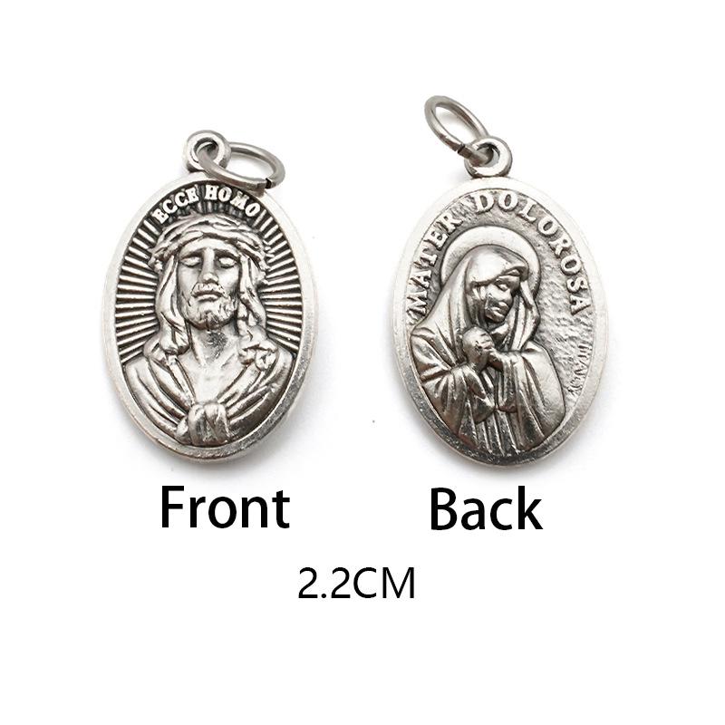 Reversible Metal Charms Necklace Bracelet DIY Accessories Philomena Our Lady Benedict Religious Figures Charms Catholic Figures