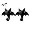 Functional Halloween Party Decor 2Pcs 3D Printed Bat Hanging Hooks Decorative Wall Hangers for Keys Easy Installation Hooks Towels Bags Adhesive