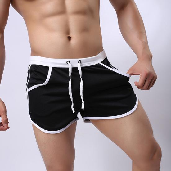 Men Color Block Summer Sports Gym Drawstring Shorts Beach Pants Swimming Trunks