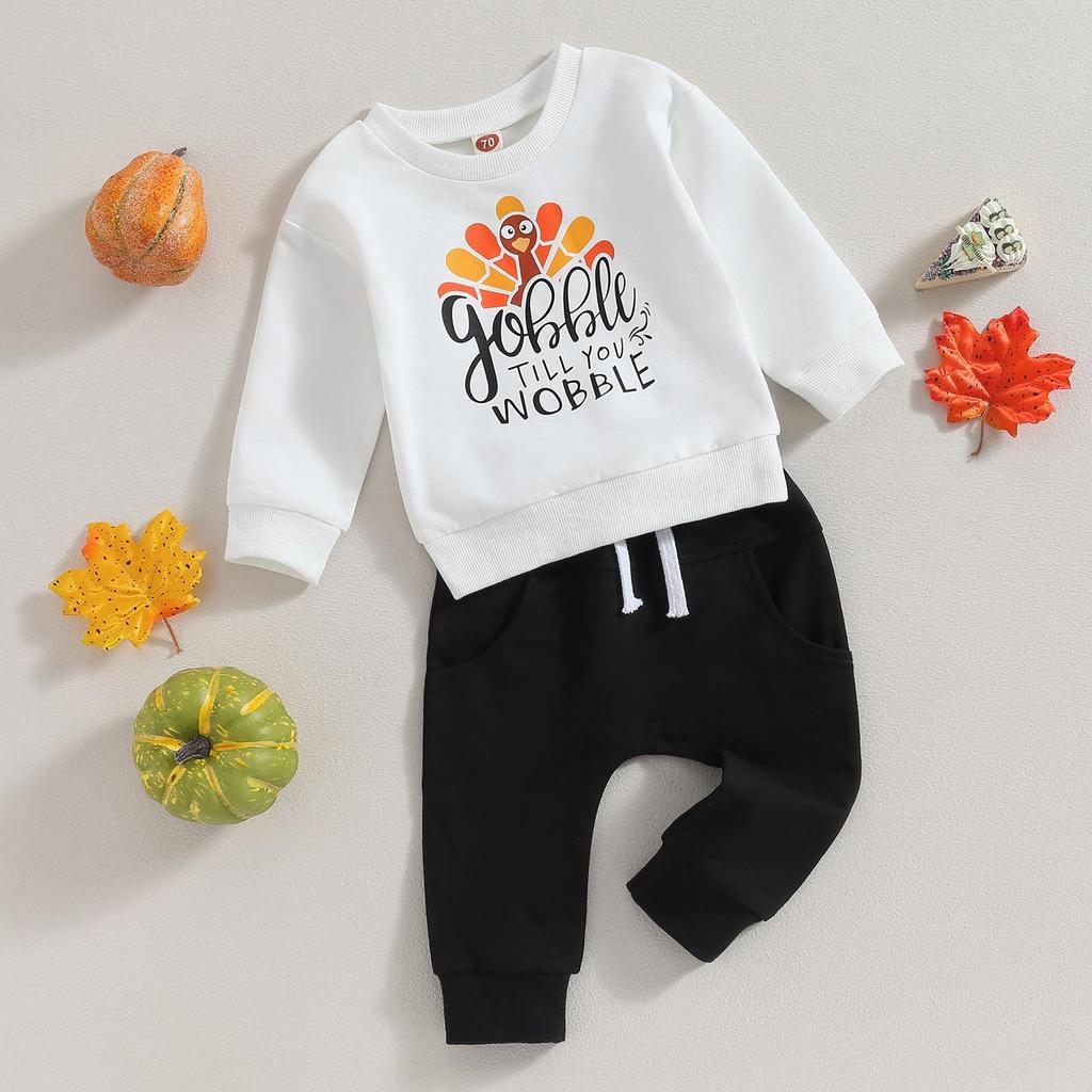 Generisch Baby jongens meisjes kleding winter effen lange mouwen trui sweatshirt broek 2-delig herfst outfits set, oranje, 13-14 Jaar