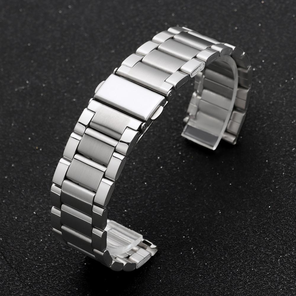 

Stainless Steel Watch Band Bracelet 20mm 22mm Women Men Metal Wristband Replacement Strap Universal With Tool Watch Accessories 20mm срібний