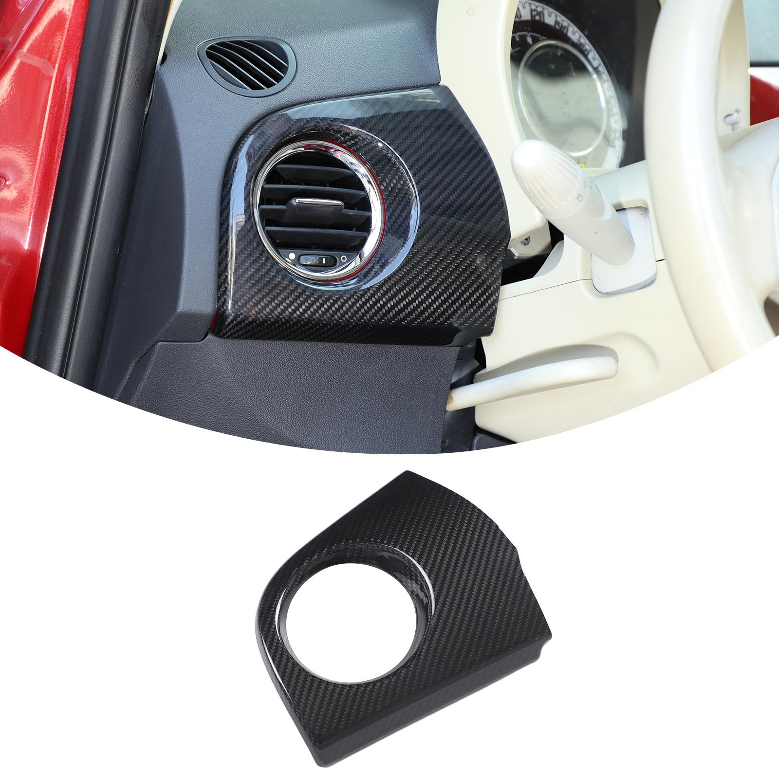 

Fot Fiat 500 2007-2015 Real carbon fiber Car Driver Side Dashboard Air Outlet Decorative Panel Sticker Car Interior Accessories