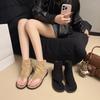 Versatile Thin Spring and Autumn Thin Toe Round Head Sandals Women's Versatile Low Heel Short Cool Boots Fashionable Single Shoes Women