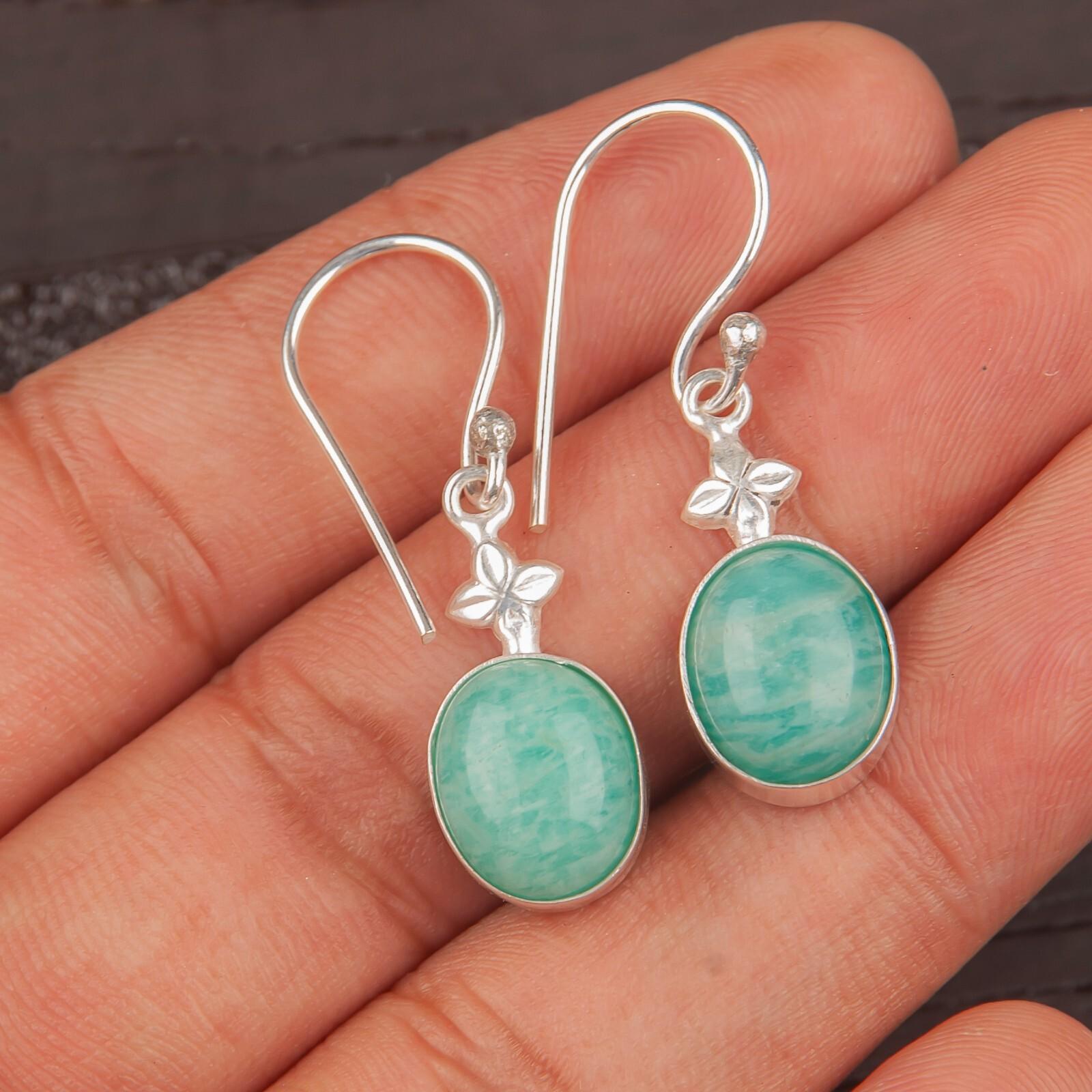

Amazonite Gemstone 925 Sterling Silver Stylish Jewelry Earrings 1.30 For Women EE-6-34