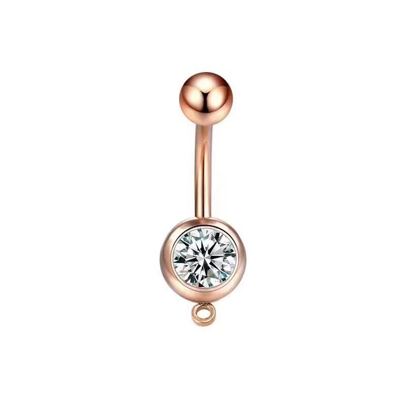 Exotic Butterfly Heart Bow Zircon Inlaid Navel Ring, 316 Stainless Steel, European & American Style