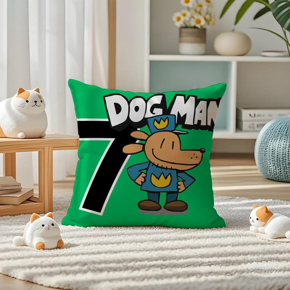 Comic Cartoon Dogmans Pillow Case Silky elegant Comfort Sofa Bed Invisible zipper