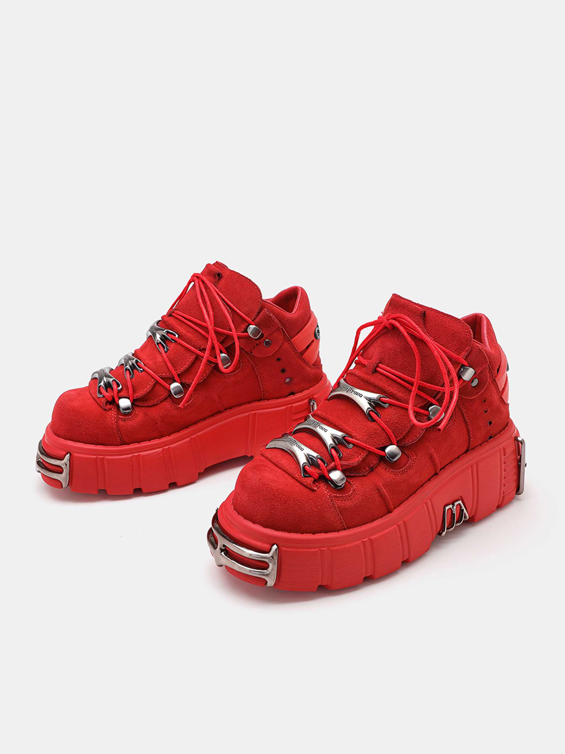 

Металеві Платформа Збільшення Зросту Високі Жіночі Панк Маленькі Шкіряні Чоботи Темні Мотоциклетні Чоботи 40 червоний