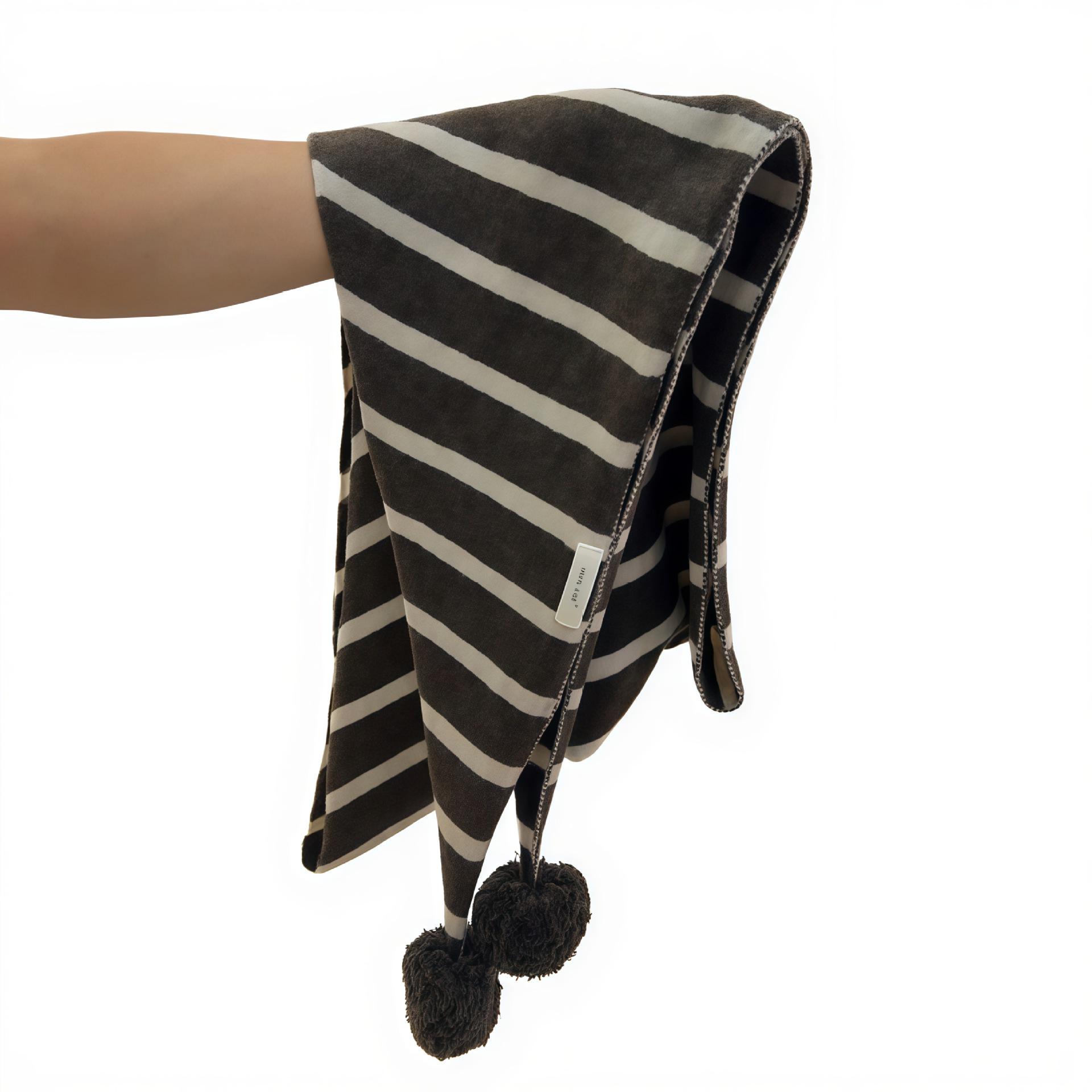 

Japanese Handmade 100% Wool Striped Triangle Scarf: Versatile Christmas Shawl & Neck Warmer.