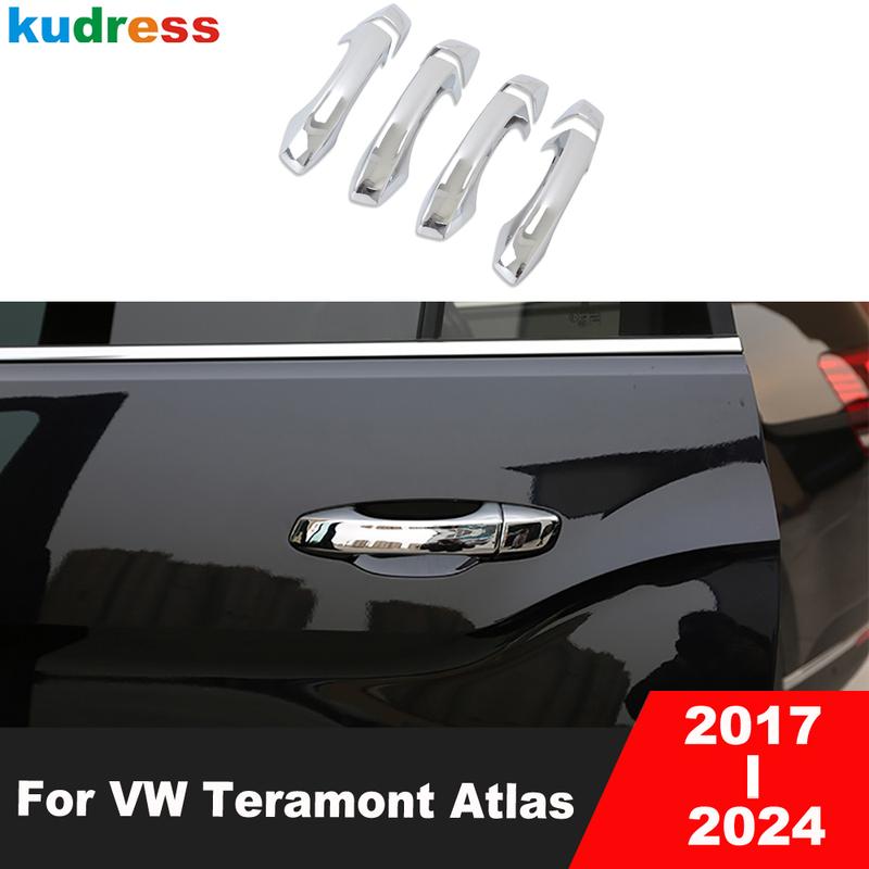 Door Handle Cover Trim For Volkswagen VW Teramont Atlas 2017-  2024 Chrome Car Side Handles Catch Cap Shell Accessories