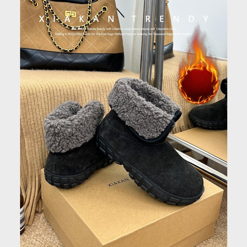 Damen Wendbare Zwei-Wege-Trageleichte Klobige Sohle Winterisolierte Fleecefutter Schneestiefel Rutschfest Lässige Sportliche Baumwollstiefel