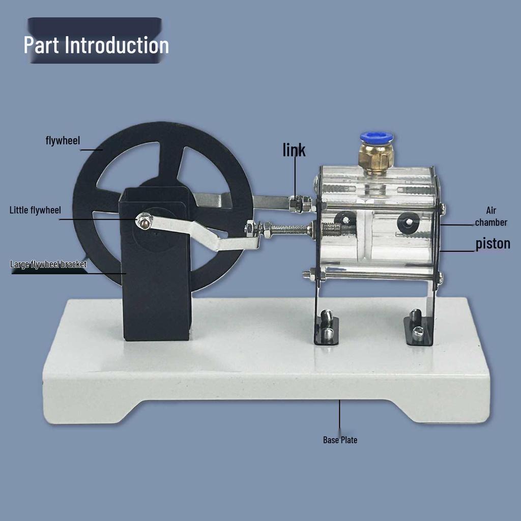 Steam Engine Model: Air Pressure Piston Movement Cylinder for Teaching and Demonstration