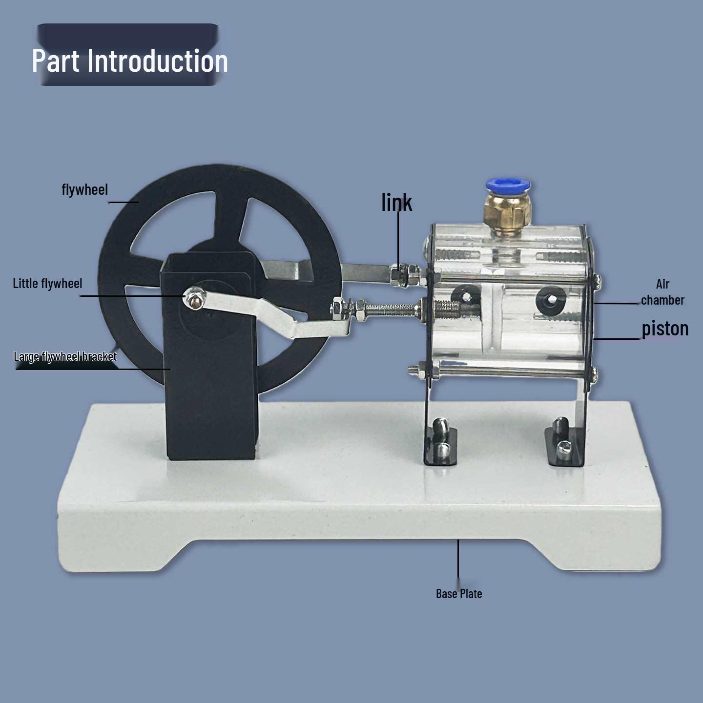 Steam Engine Model: Air Pressure Piston Movement Cylinder for Teaching and Demonstration