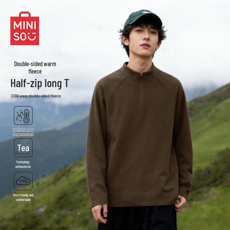 MINISO Men s Half-Zip Thermal Long Sleeve T-Shirt 3XL