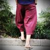Men Cotton Linen Baggy Wide Leg Pants Men Hanging Crotch Hip Hop Bloomers Pants Men\'s Calf-Length Cross Pants Trousers