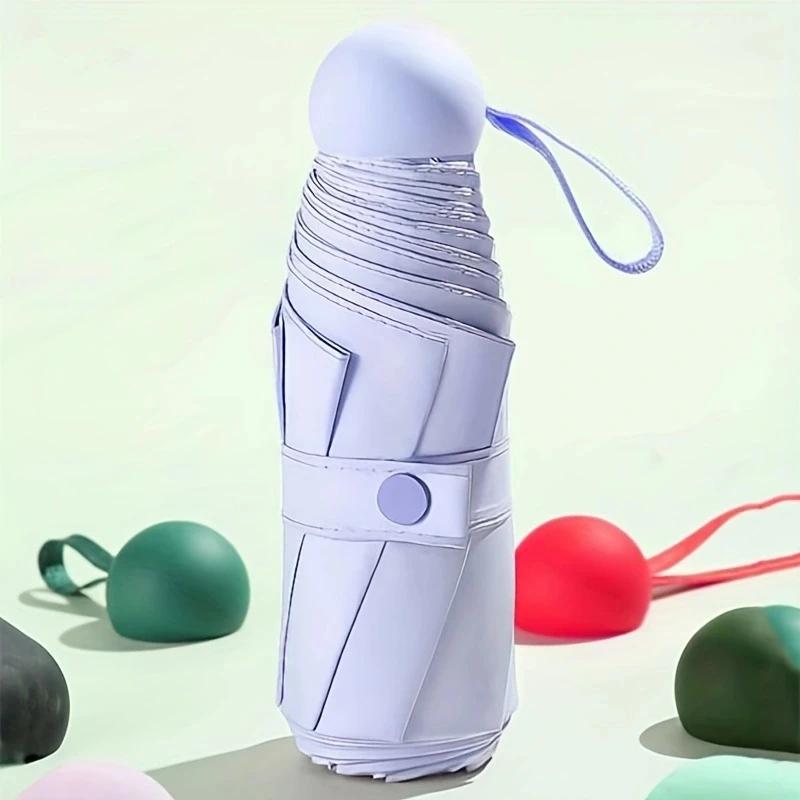 1pc-Small Folding Umbrella Rain Mini Pocket Girl's UV Resistant Waterproof Portable Travel Women's Umbrella