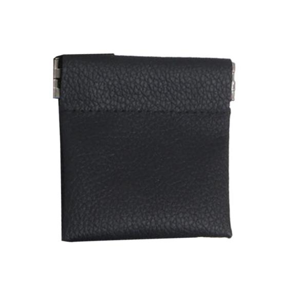 

Snap Closure Pouch Faux Leather Portable Coin Purse Mini Cosmetic Bag Organizer for Lipstick Jewelry Earphones Cables Storage Small чёрный