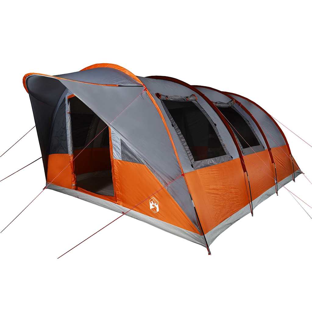 Tunnel Family Tent for 7 People Gray and Orange Waterproof