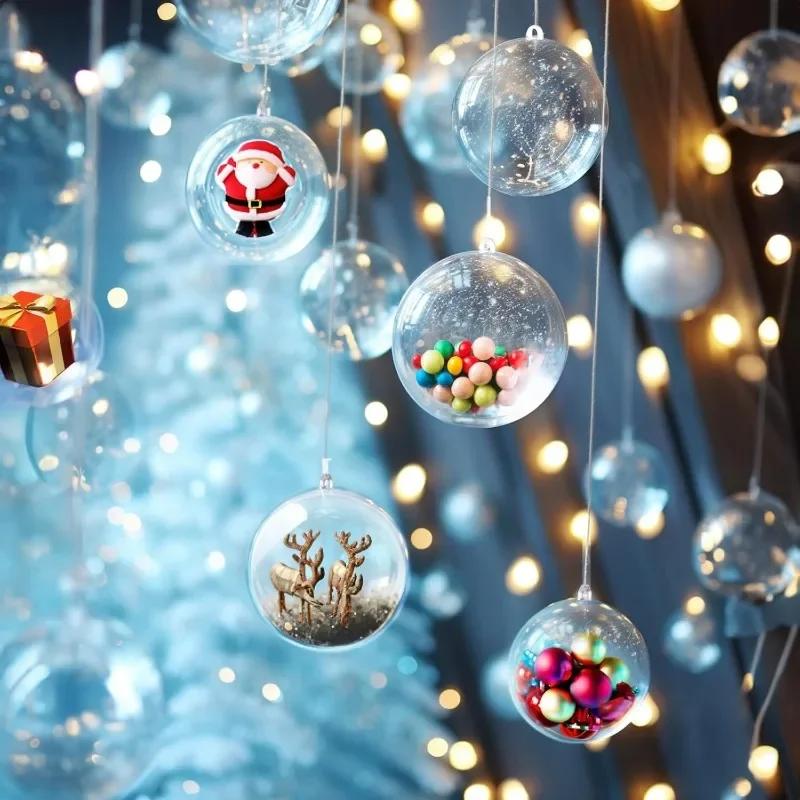 Christmas Transparent Balls Hanging Pendants For Xmas Tree Plastic Hollow Ball Ornaments Wedding Party Home Decoration Supplies