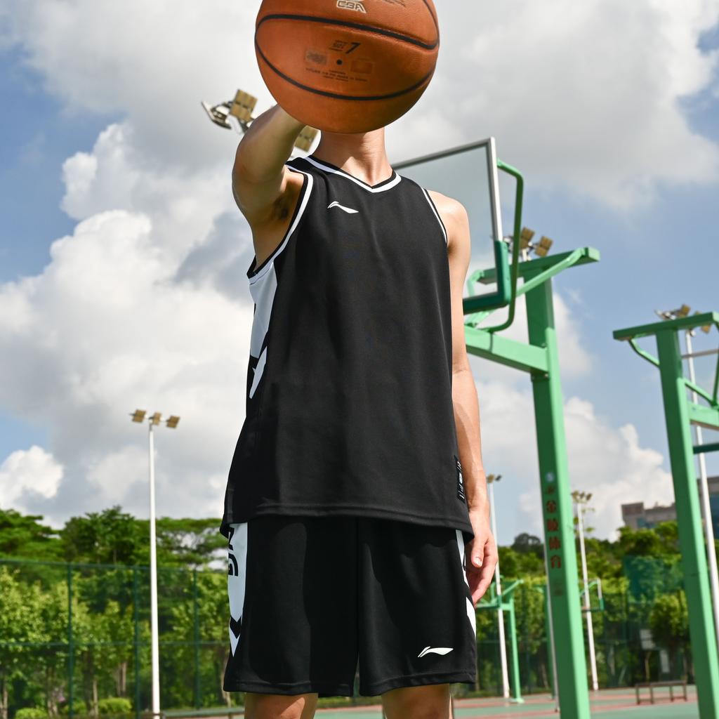 Li-Ning Breathable Quick-Dry Competition Training Basketball Suit Men sportswear Black YATT169-2