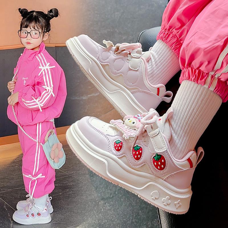 Spring New Cute Fashion Versatile Leather Soft Bottom Non-slip Girls Sports Shoes