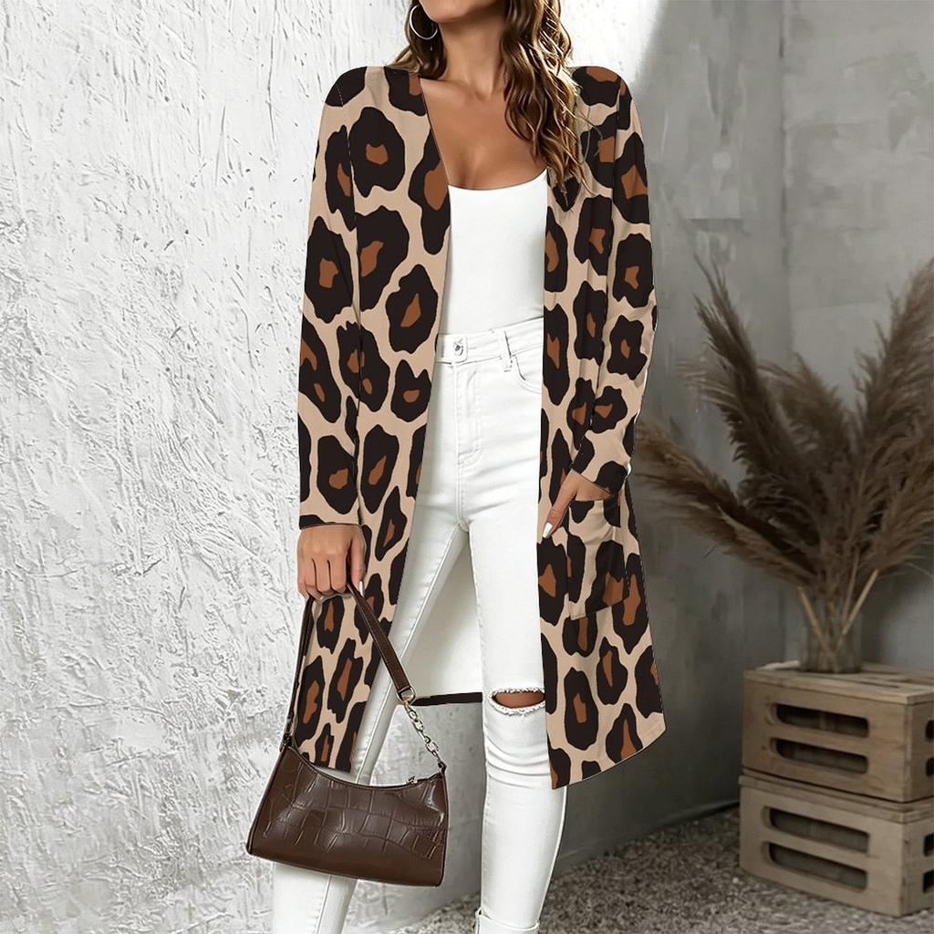 Plus Size Women Long Sleeve Open Front Loose Outerwear Casual Fashion Cardigan