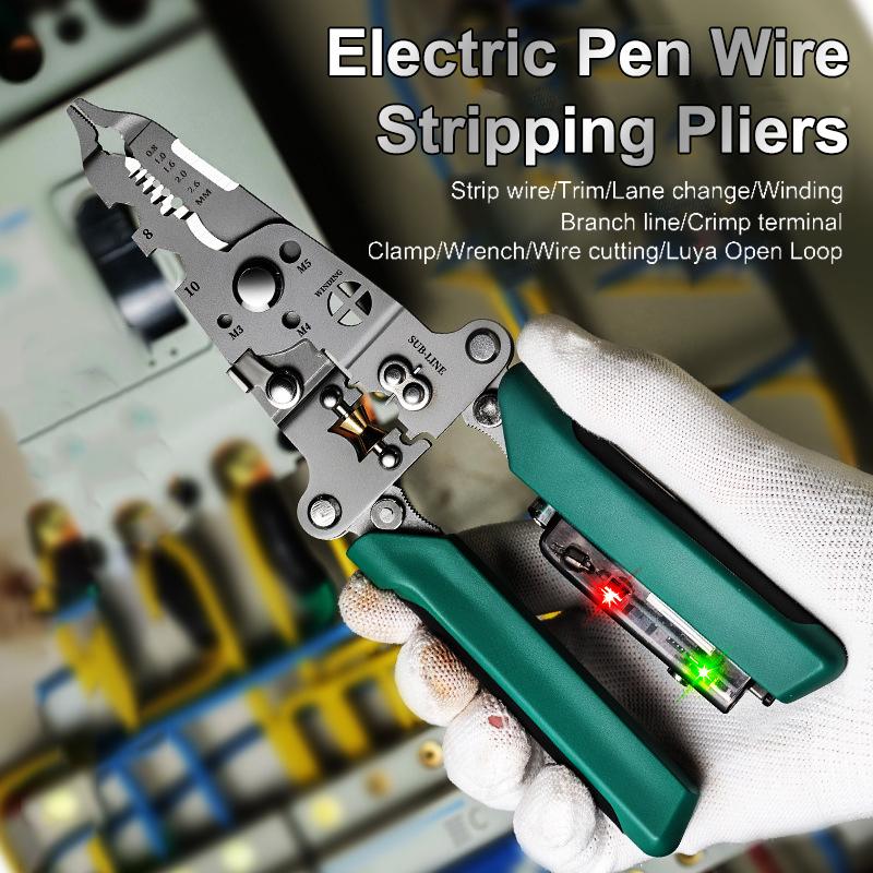 Foldable Wire Strippers With Electricity Measurement Function 10 In 1 Wire Stripping Pliers For Cutting Pulling Wires