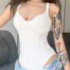 2022 European and American Women's Bodysuit Tight-fitting Thin Low-necked Chest Type Sexy Solid Color Sling Jumpsuit