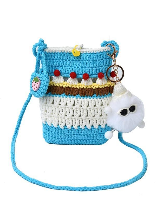 Knit Weaving Small Crossbody Bag For Women With Phone Pocket And Lock Closure