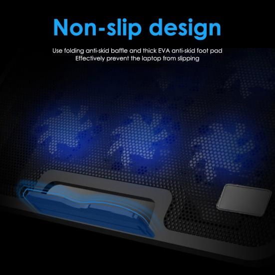 2 USB Ports Six Cooling Fans Laptop Cooler Pad Notebook Stand for 14/15.6Inch