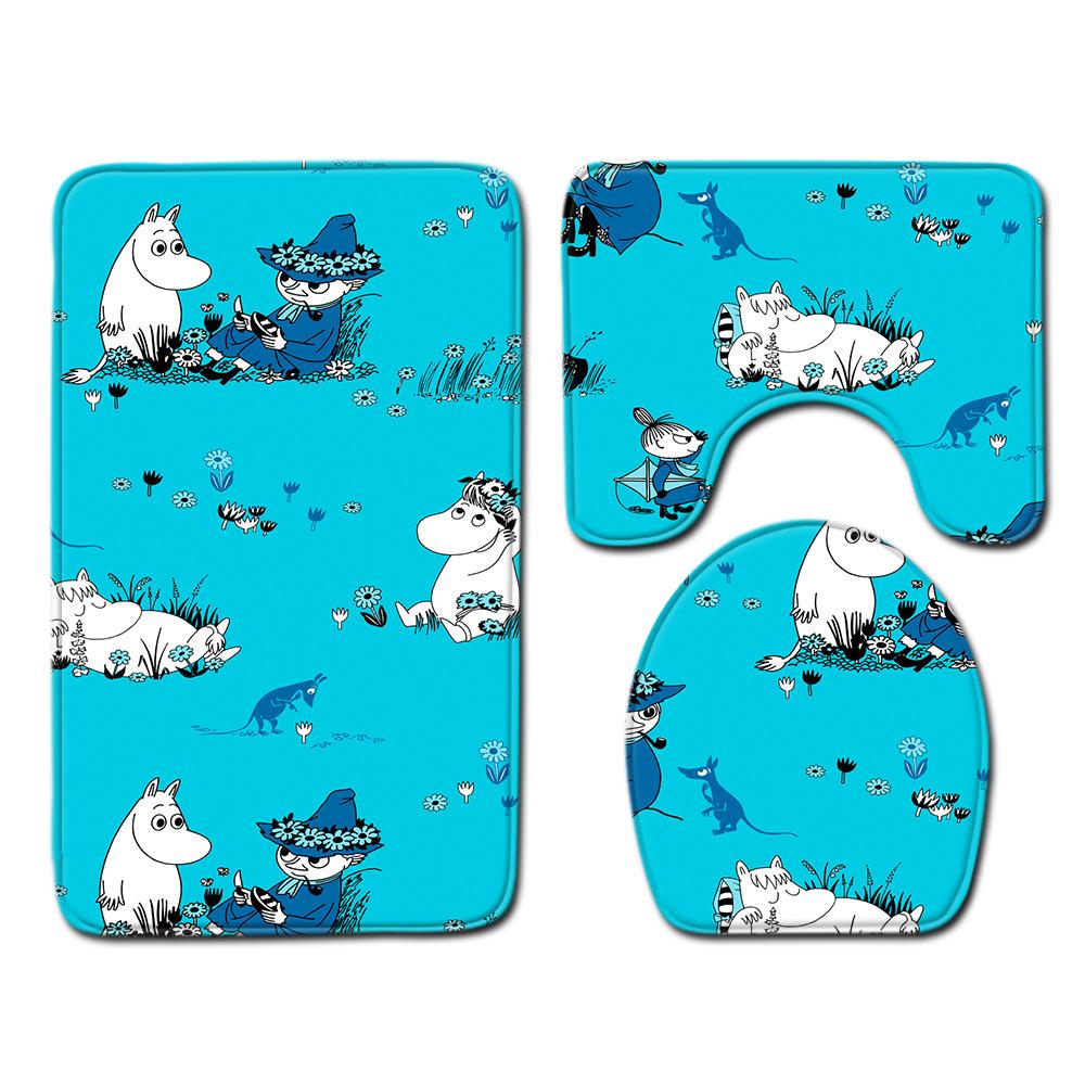 Covor de podea creativ din trei piese pentru toaletă, covor de ușă, covor de baie, covor de ușă moale antiderapant