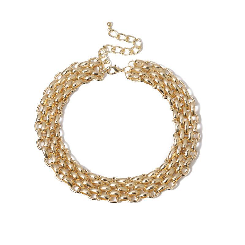 

Metal Wide Chain Short Necklace for Women Fashion Exaggerated Wild Elegant Travel Photo Matching Clothes Clavicle Chain Accessories Gold