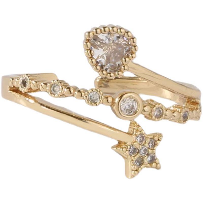 Women's Heart Star Ring: Chic Open Adjustable Trendy Jewelry for Index Finger