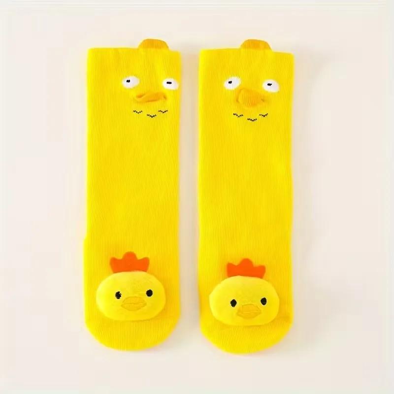 

Детские зимние мультяшные длинные носки 3D животные выше колена хлопковые носки для мальчиков и девочек нескользящие носки для малышей рождественский подарок жёлтый