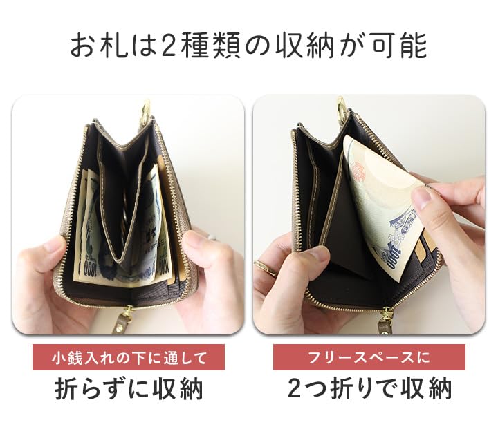 Lizdays Genuine Leather Fragment Case Mini Wallet with Zipper and Coin Slim Design Women's L-Shaped Purse, (Lavender)
