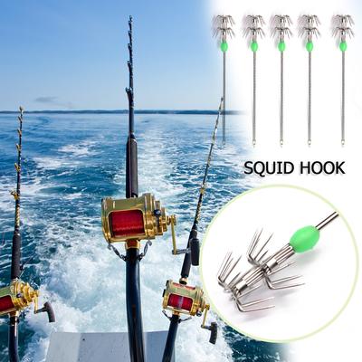 10pcs Double-Layer Umbrella Squid Hooks 15cm 17cm Stainless Steel Cuttlefish Fishing Hook Octopus Ink Fish Fishing Tackle Tool