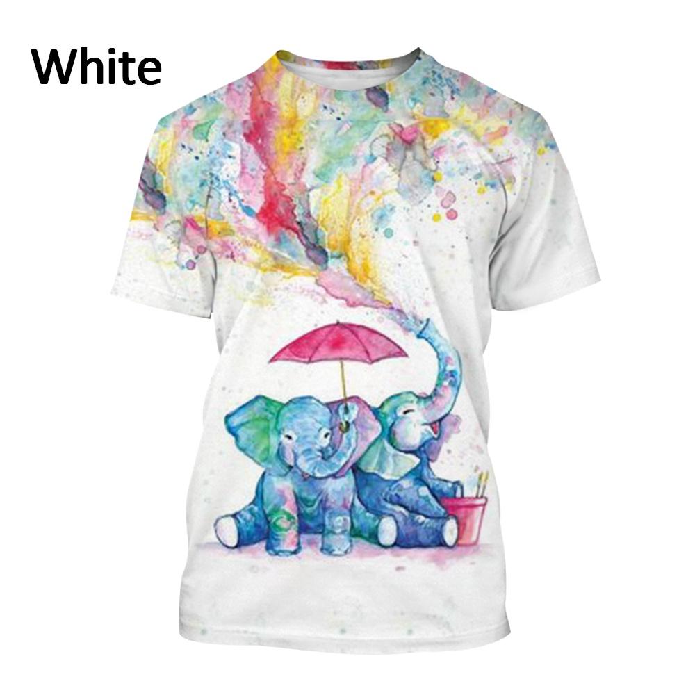 Summer Fashion 3D Printed Cute Nice Animal Elephant Men Fresh And Simple Short Sleeve Round Neck T-shirt Tops
