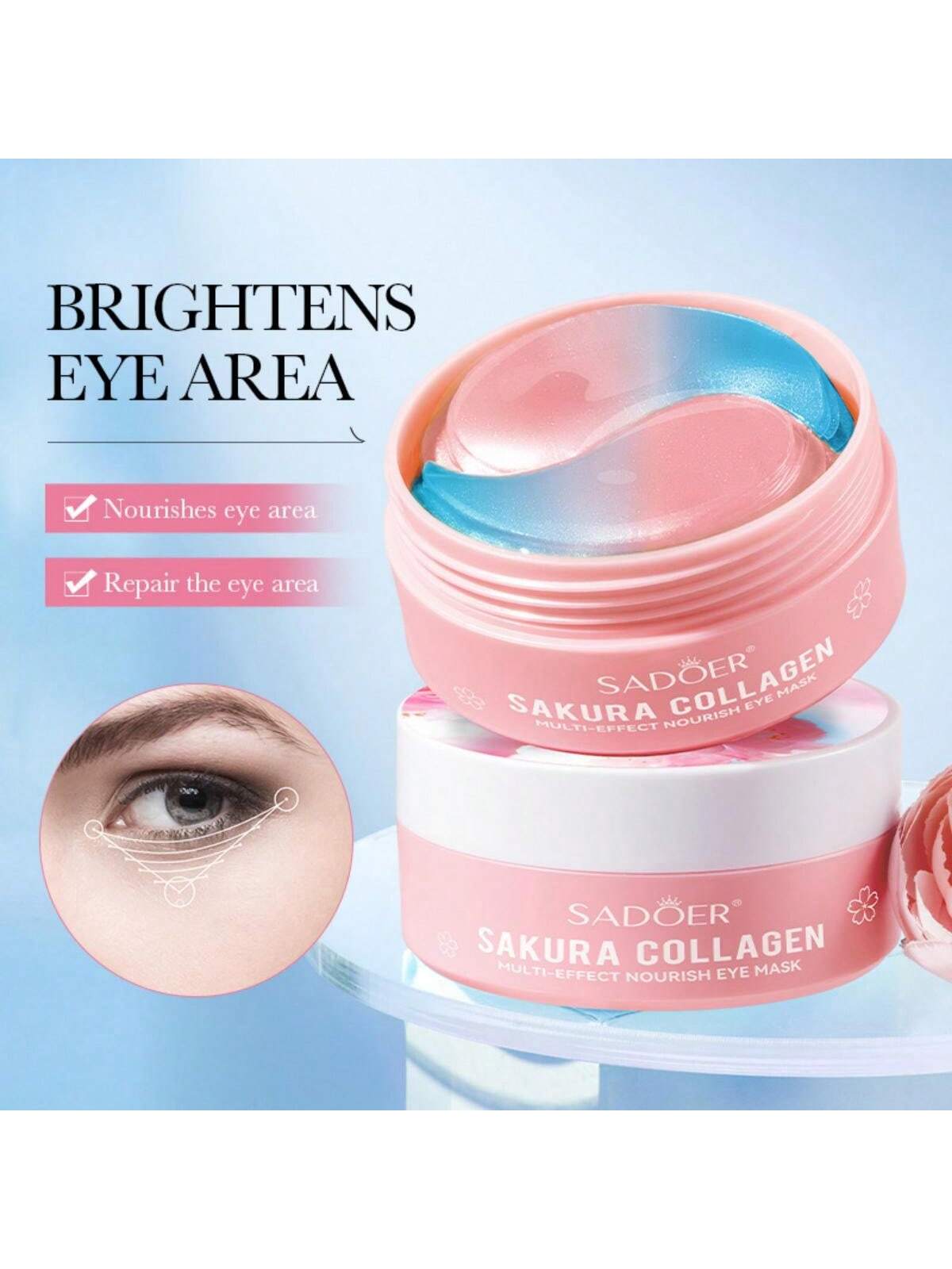 

Маска для глаз Cherry Blossom Collagen Cherry Blossom Multi Effect Питательная маска для глаз Лифтинг, подтяжка и уменьшение тонких линий розовый